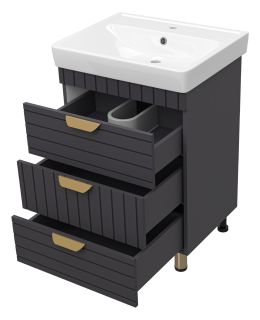 Напольная тумба под раковину Brevita Gloster GLOS-06060-48-2 60см графит